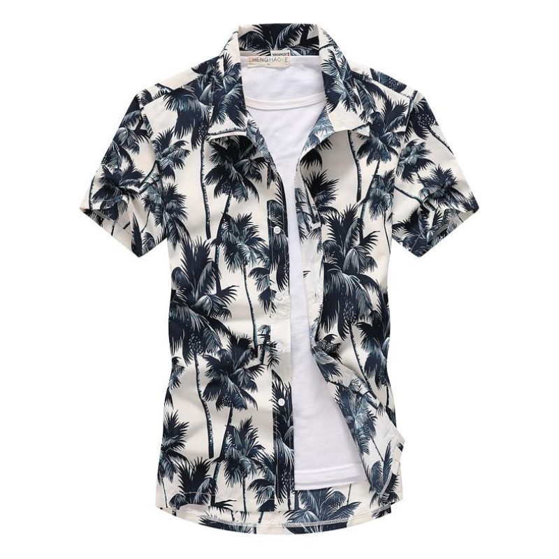 Vintage Hawaiian Floral Shirt - Verão masculino havaiano casual colarinho camisas