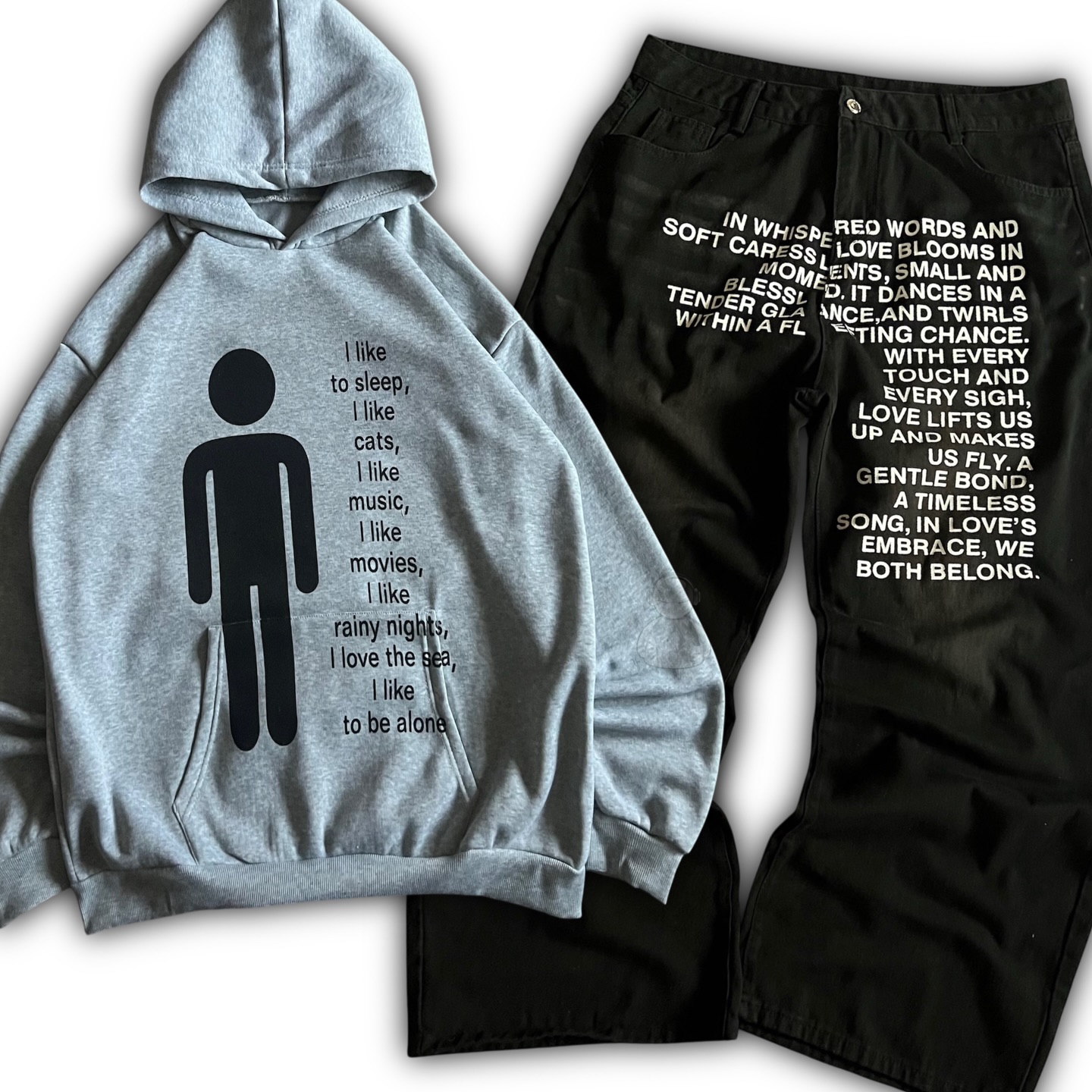 Jeans - Conjuntos de Hoodies Masculinos com Estampa