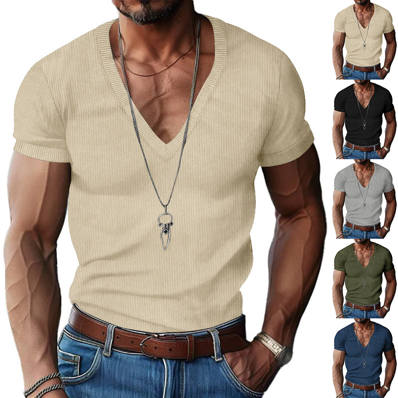 Corduroy Button Up Shirt Men - Camiseta Casual Slim de Verão para