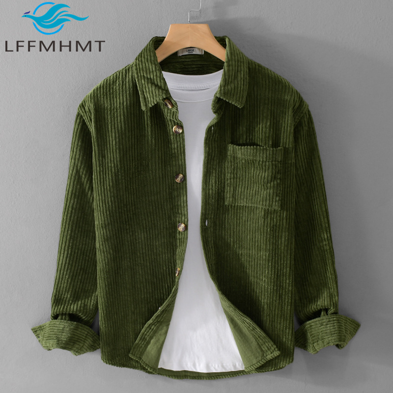 Corduroy Button Up Shirt Men - Camisa Masculina de Veludo Cotelê 2026