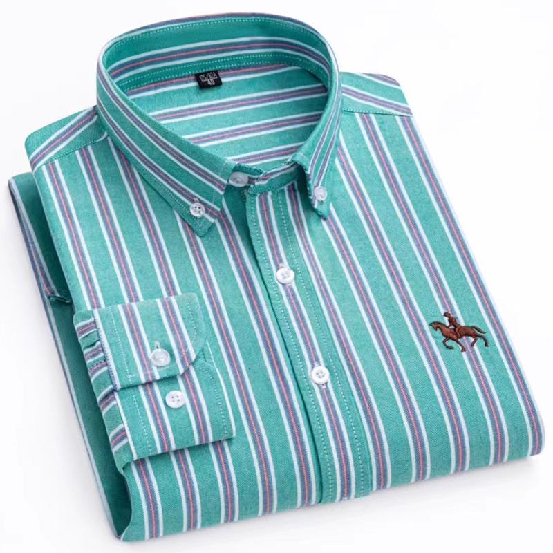 Oxford Cotton Casual Shirt Business - Camisa Oxford de manga comprida masculina,