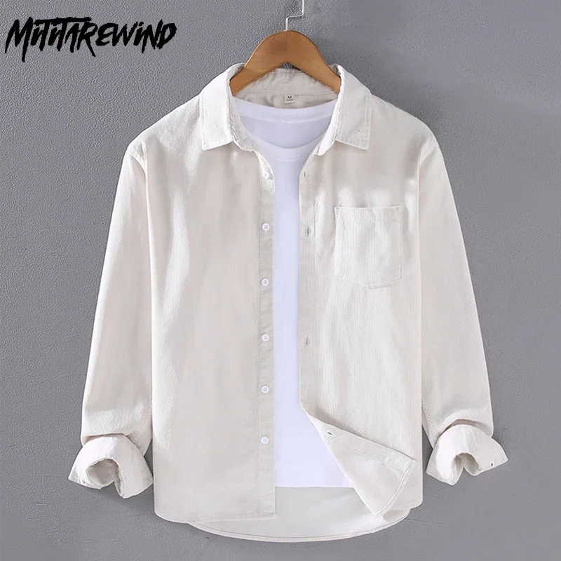 Corduroy Button Up Shirt Men - Primavera outono dos homens de manga