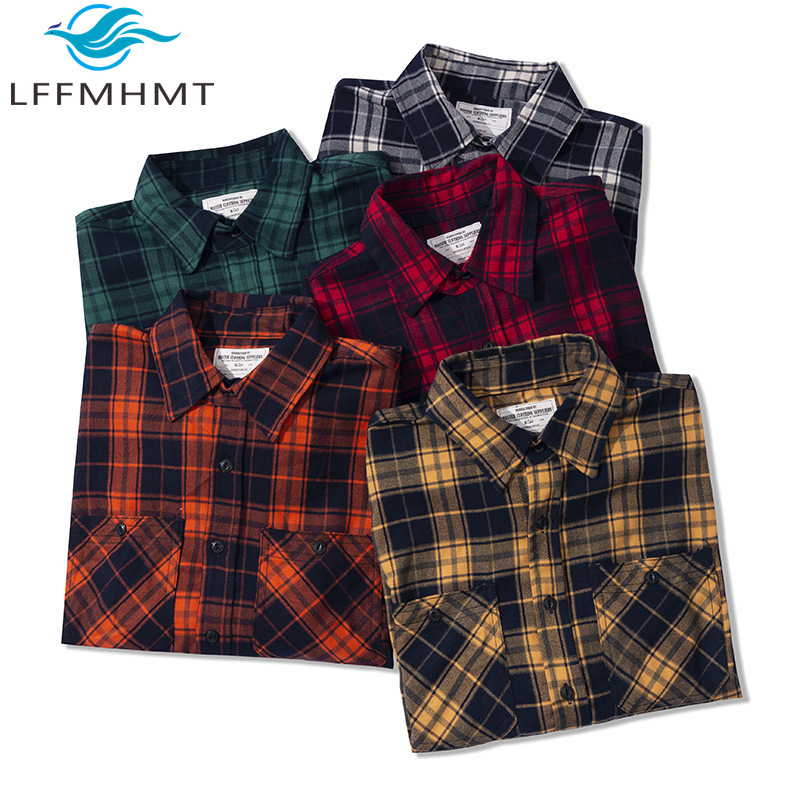 Flannel Plaid Shirt Heavy Weight - Camisa Clássica de Flanela para Homens,