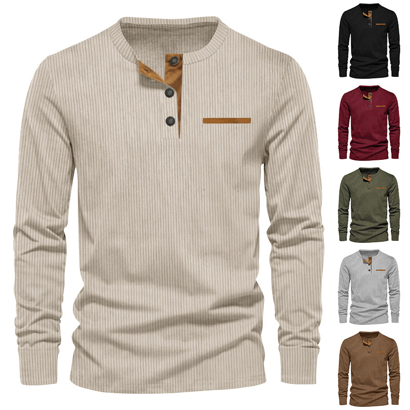 Corduroy Button Up Shirt Men - Nova camiseta masculina de manga longa