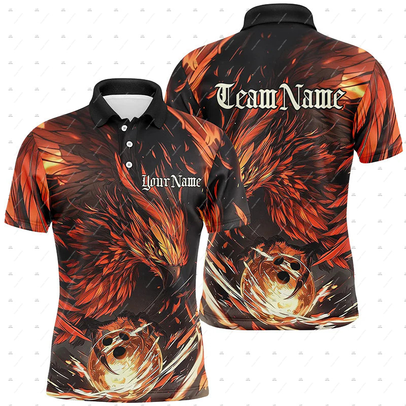Short Sleeve Bowling Shirt Retro - Camisas Polo de Manga Curta Personalizadas