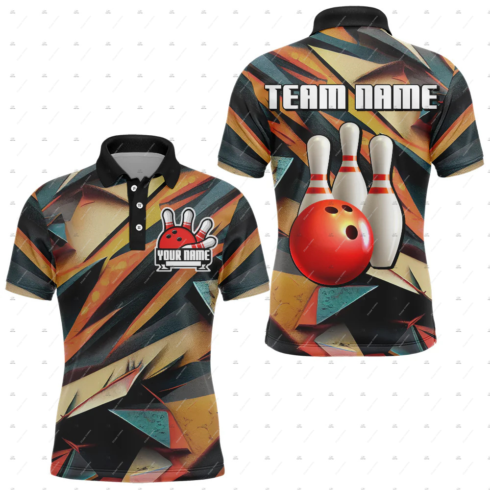 Short Sleeve Bowling Shirt Retro - Camisas Polo de Manga Curta Personalizadas