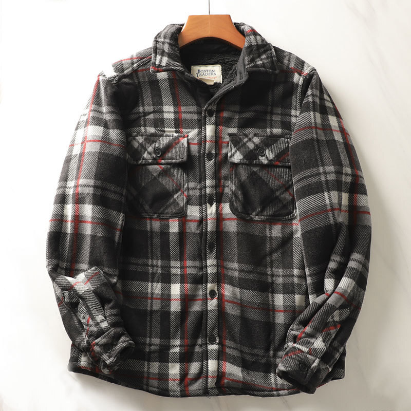 Flannel Plaid Shirt Heavy Weight - Camisas xadrez de flanela pesada masculina,