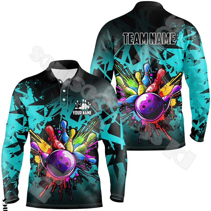 Short Sleeve Bowling Shirt Retro - Unisex mangas compridas Polo Jersey, Custom