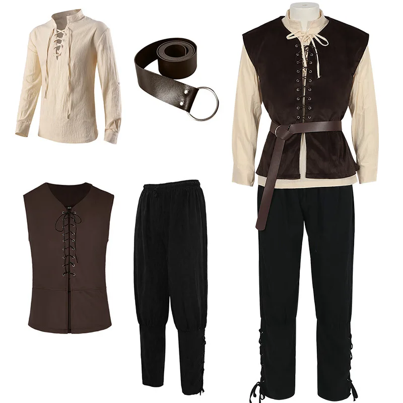 Medieval Gothic Lace Up Pirate Shirt - Camisas medievais gótico steampunk vitoriano pirata