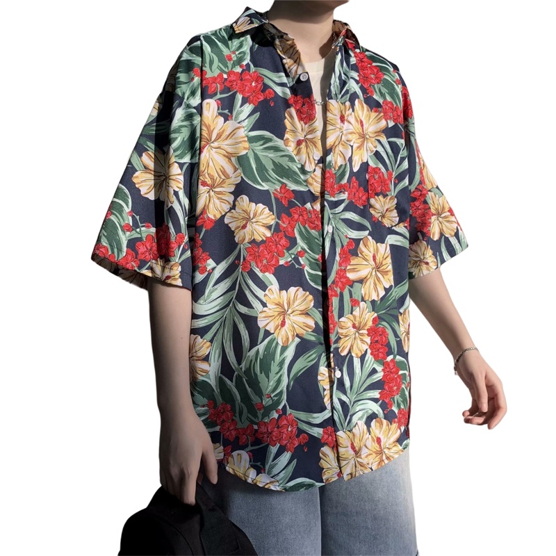 Vintage Hawaiian Floral Shirt - Casual havaiano retro floral impressão novos