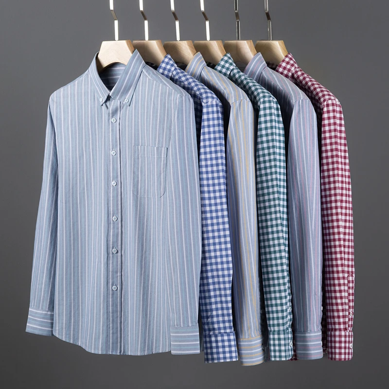 Oxford Cotton Casual Shirt Business - Camisa Masculina de Manga Longa 100%