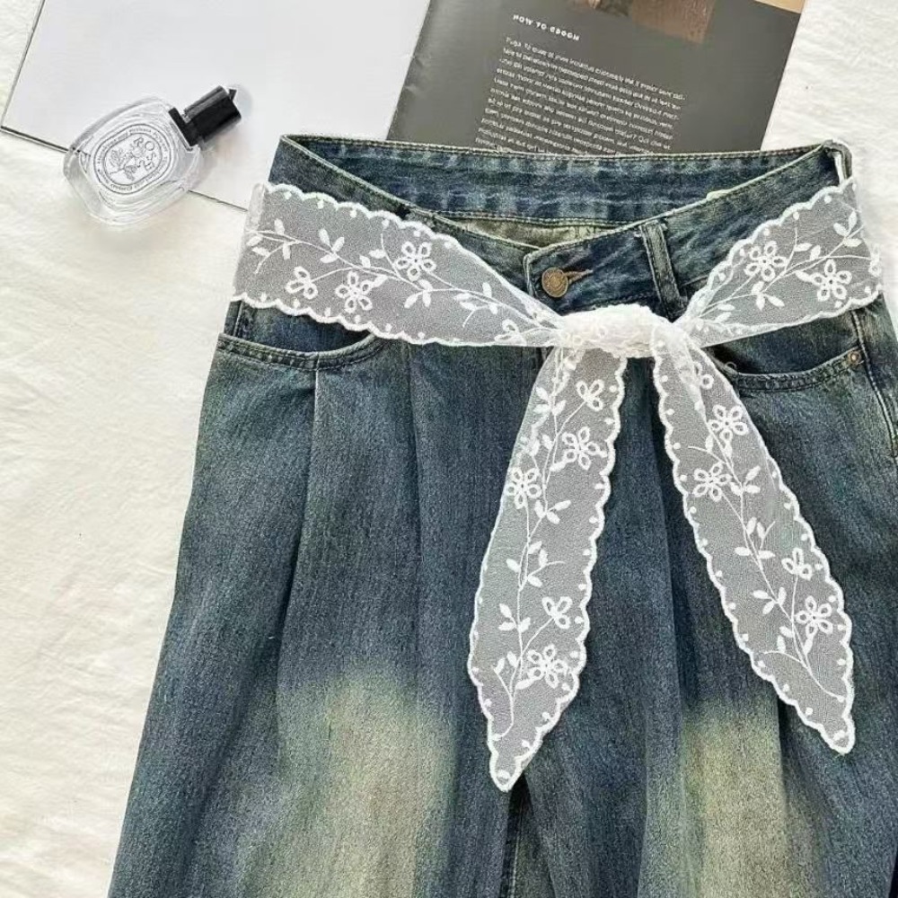 Jeans - Cinto de Renda Branco Doce para