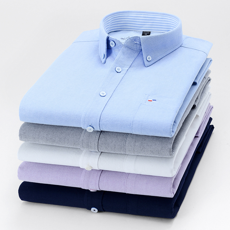 Oxford Cotton Casual Shirt Business - Camisa Oxford de manga longa masculina,
