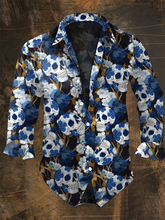 Vintage Hawaiian Floral Shirt - Camisa casual manga longa com estampa