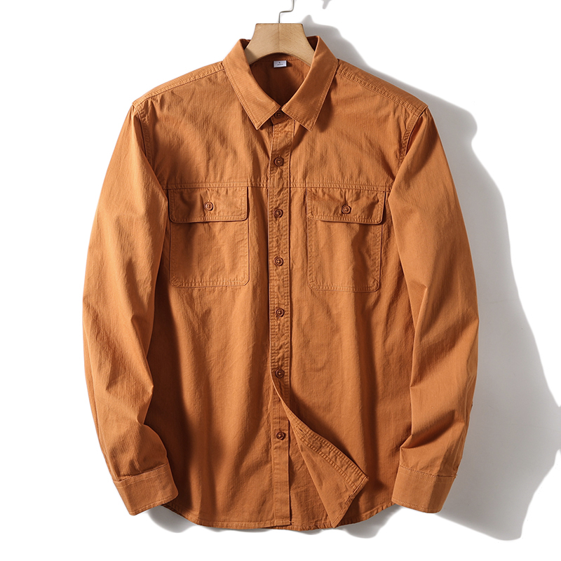 Oxford Cotton Casual Shirt Business - Camisa de manga longa monocromática masculina,
