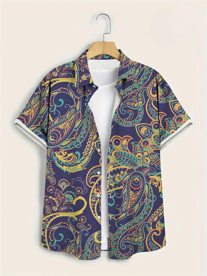 Vintage Hawaiian Floral Shirt - Camisa Havaiana Paisley Colorida com Base