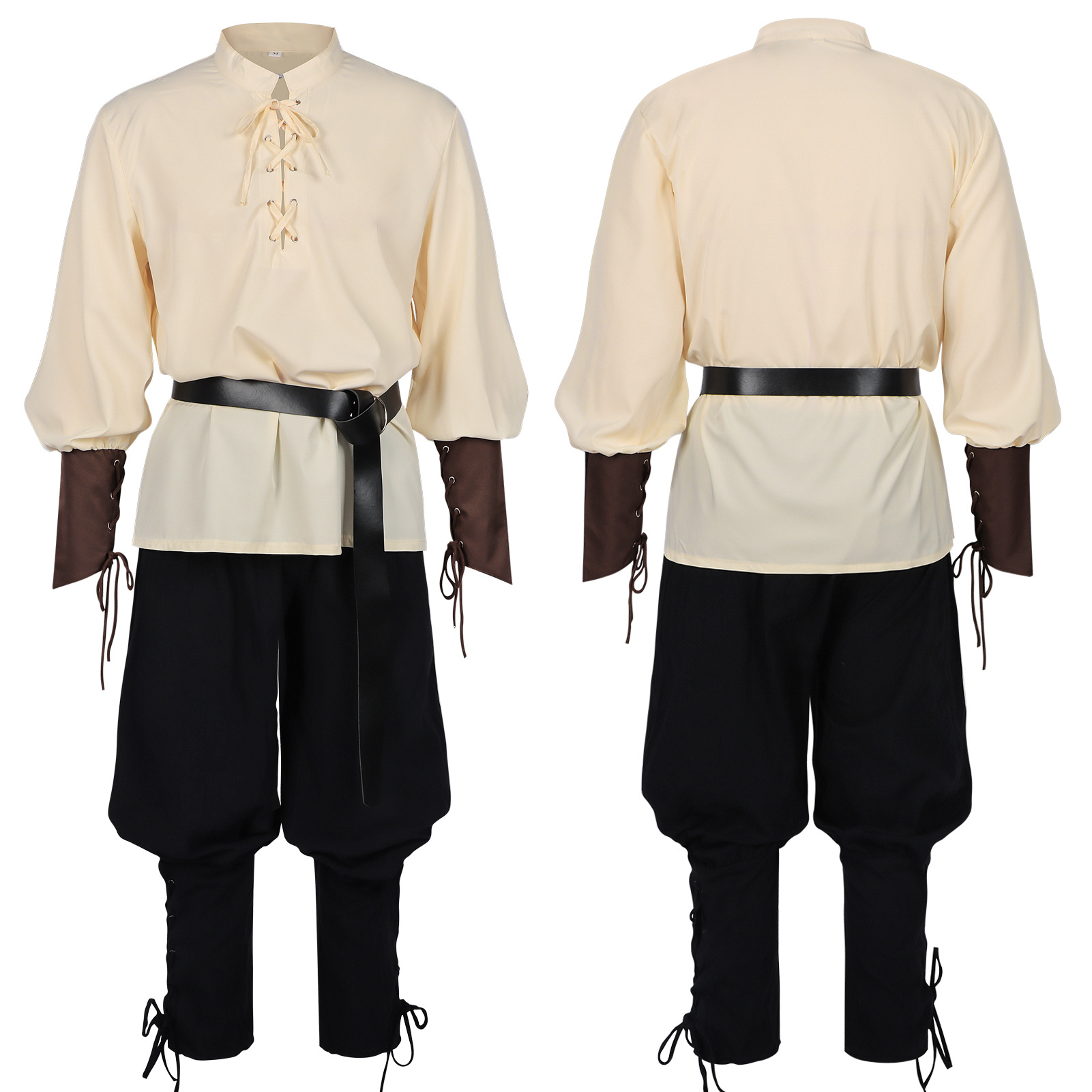Medieval Gothic Lace Up Pirate Shirt - Camisa Medieval Masculina Renascentista LARP com