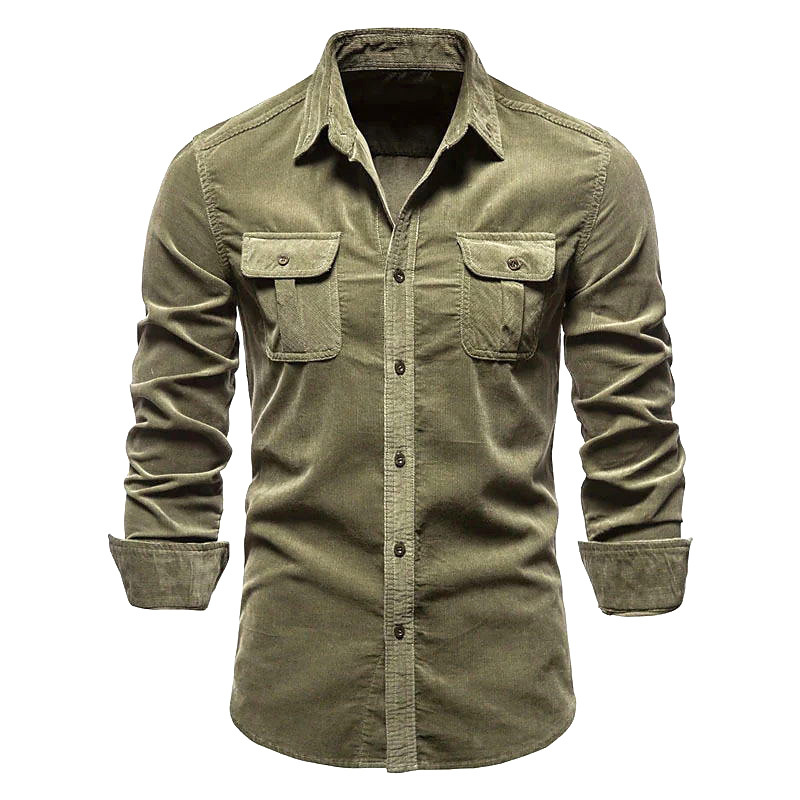 Corduroy Button Up Shirt Men - Nova camisa de veludo masculina algodão