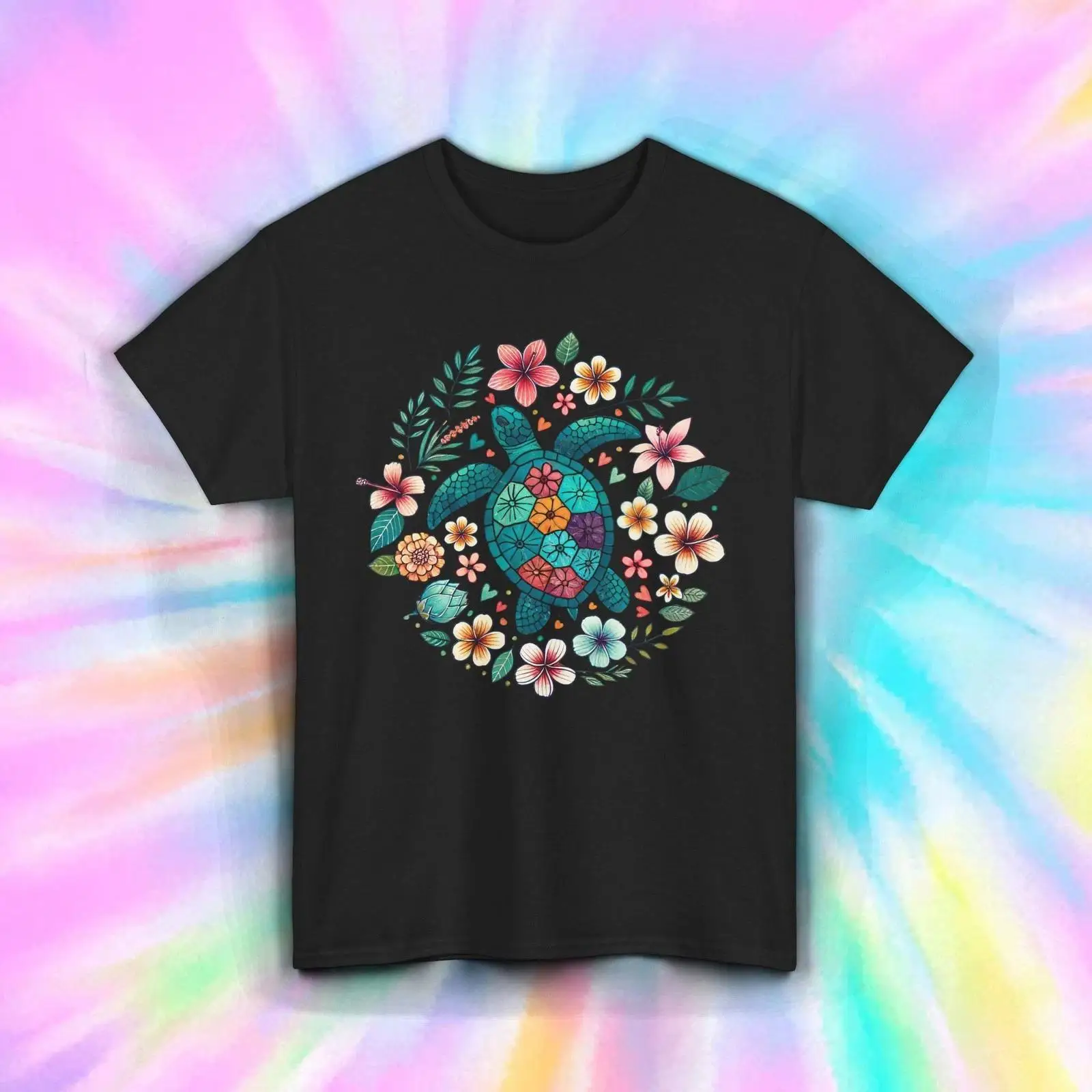Vintage Hawaiian Floral Shirt - Camiseta Floral Tartaruga Mandala Boho Praia