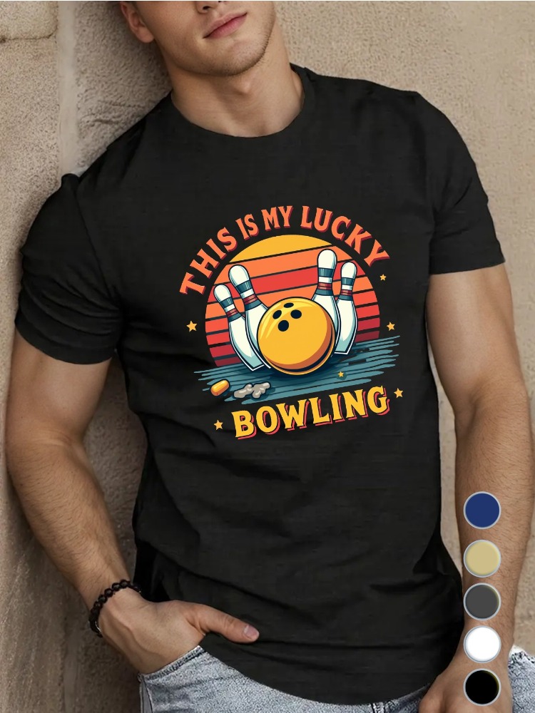 Short Sleeve Bowling Shirt Retro - Camiseta Masculina Azul Royal de Algodão