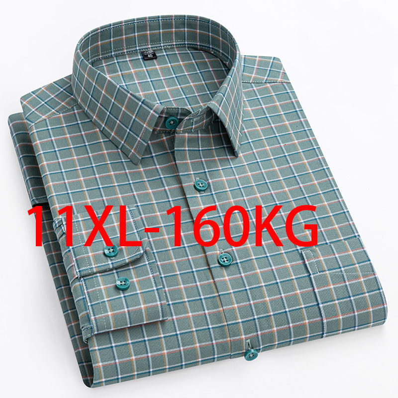 Oxford Cotton Casual Shirt Business - Novo 11xl 10xl extra grande masculino
