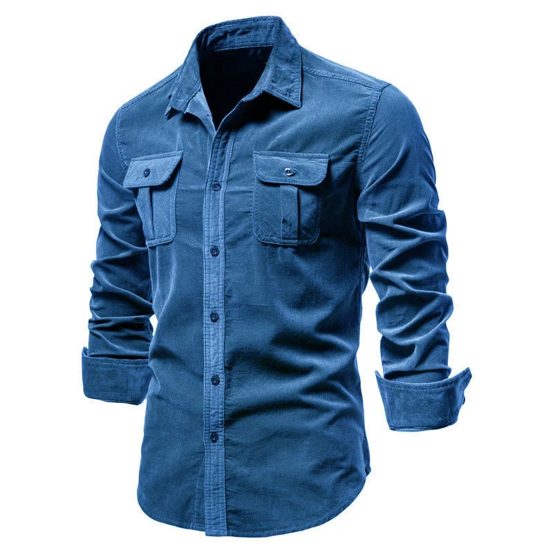 Camisa casual de veludo mascul - Corduroy Button Up Shirt Men avaliação e preço