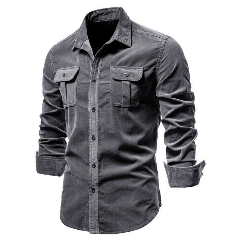 Camisa casual de veludo mascul - Corduroy Button Up Shirt Men avaliação e preço