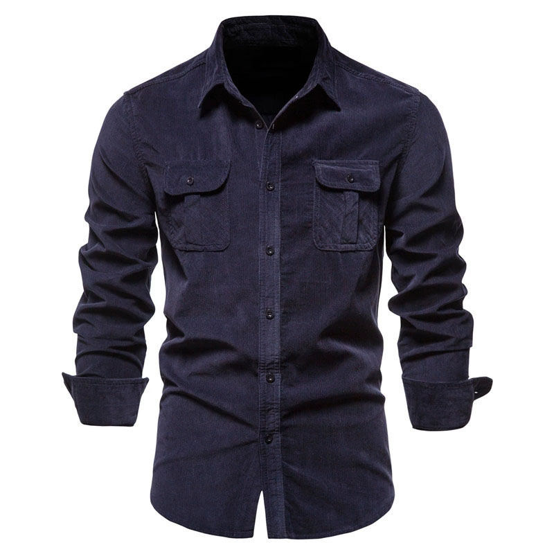 Camisa casual de veludo mascul - Corduroy Button Up Shirt Men avaliação e preço