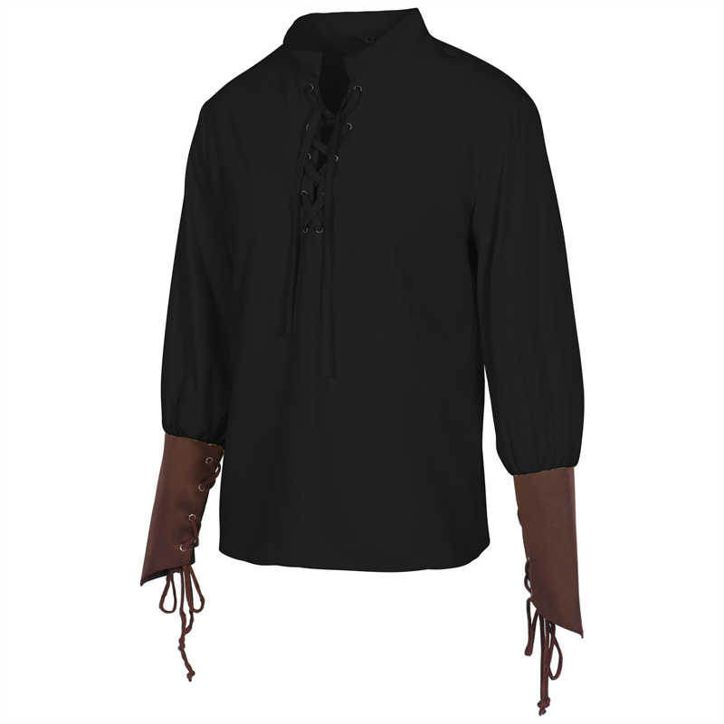 Camisa Masculina Medieval de P - Medieval Gothic Lace Up Pirate Shirt avaliação e preço