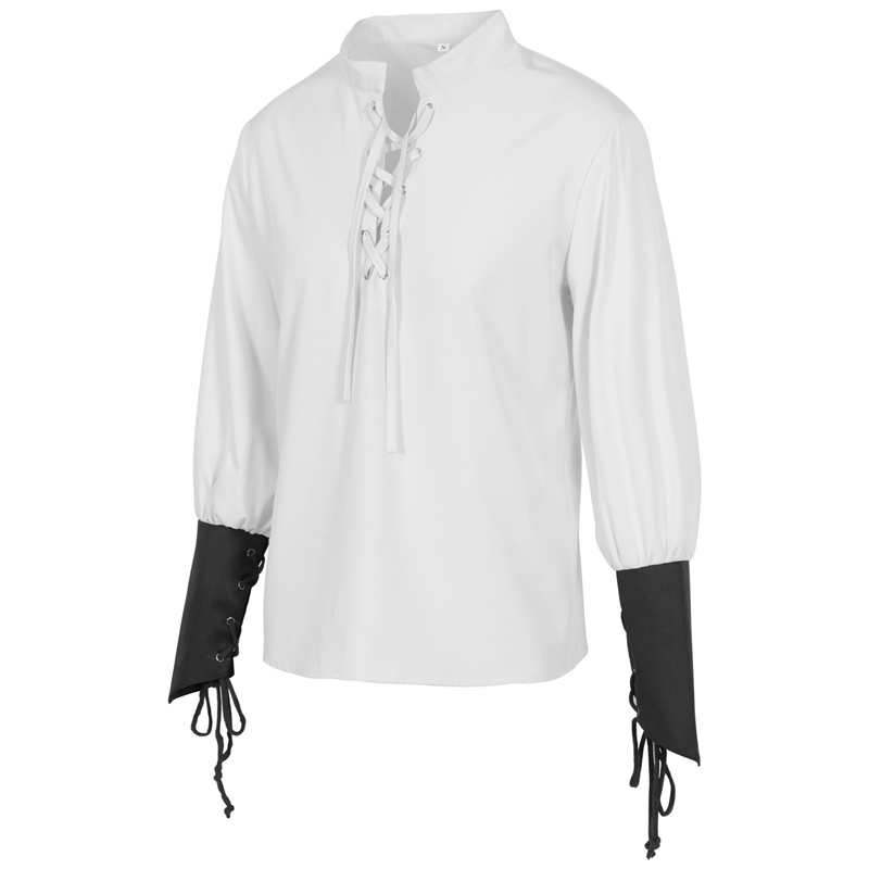 Camisa Masculina Medieval de P - Medieval Gothic Lace Up Pirate Shirt avaliação e preço