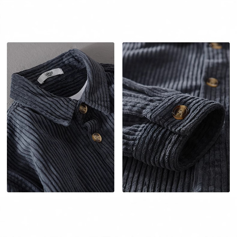 Camisa Masculina de Veludo Cot - Corduroy Button Up Shirt Men avaliação e preço