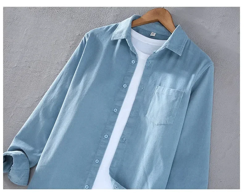 Primavera outono dos homens de - Corduroy Button Up Shirt Men avaliação e preço