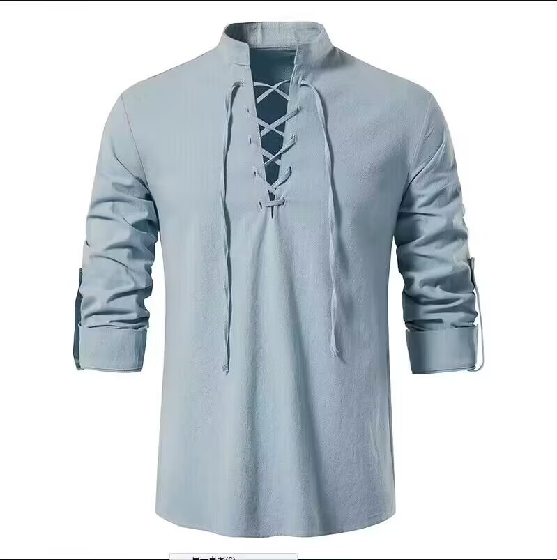 Camisa Masculina Pirata Viking - Medieval Gothic Lace Up Pirate Shirt avaliação e preço