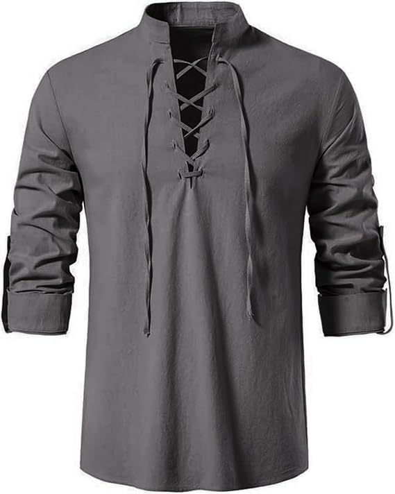 Camisa Masculina Pirata Viking - Medieval Gothic Lace Up Pirate Shirt avaliação e preço