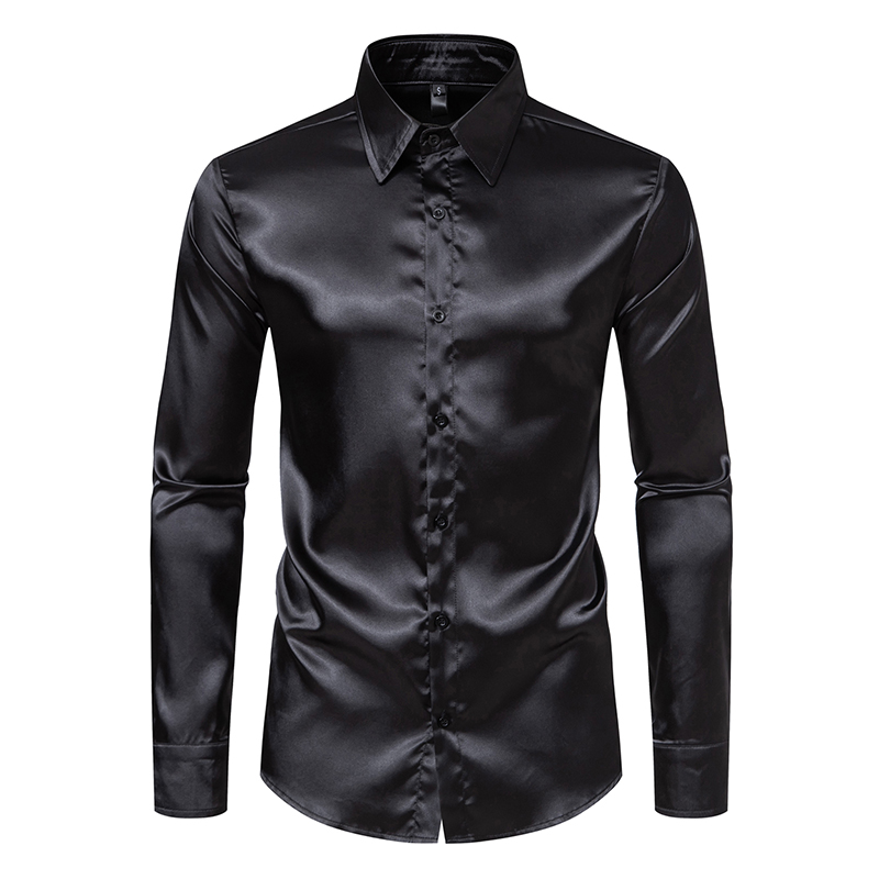 Camisas de vestido de luxo de  - Mens Satin Silk Dress Shirt avaliação e preço