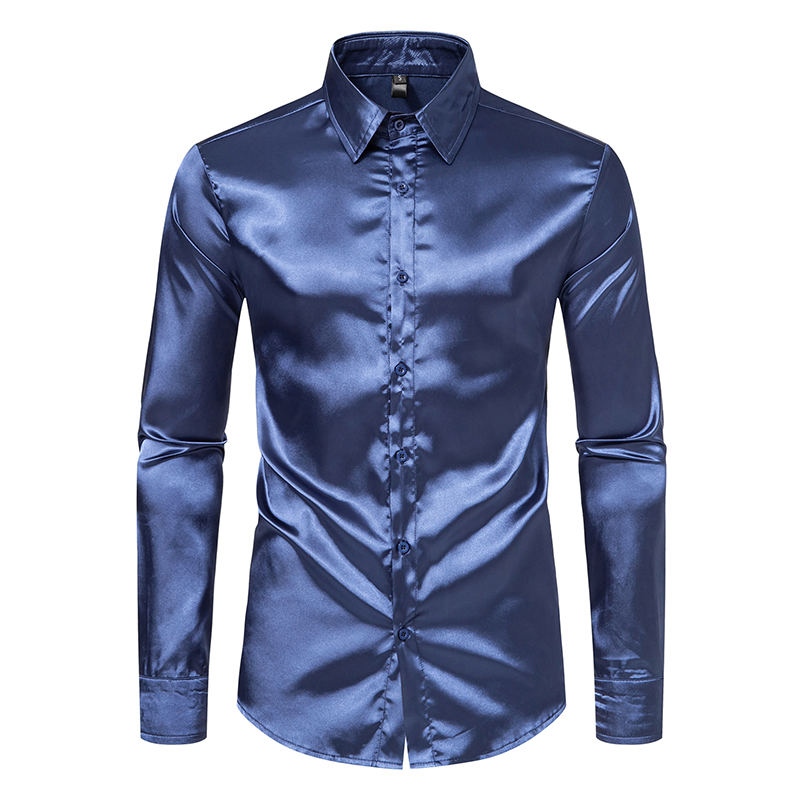 Camisas de vestido de luxo de  - Mens Satin Silk Dress Shirt avaliação e preço