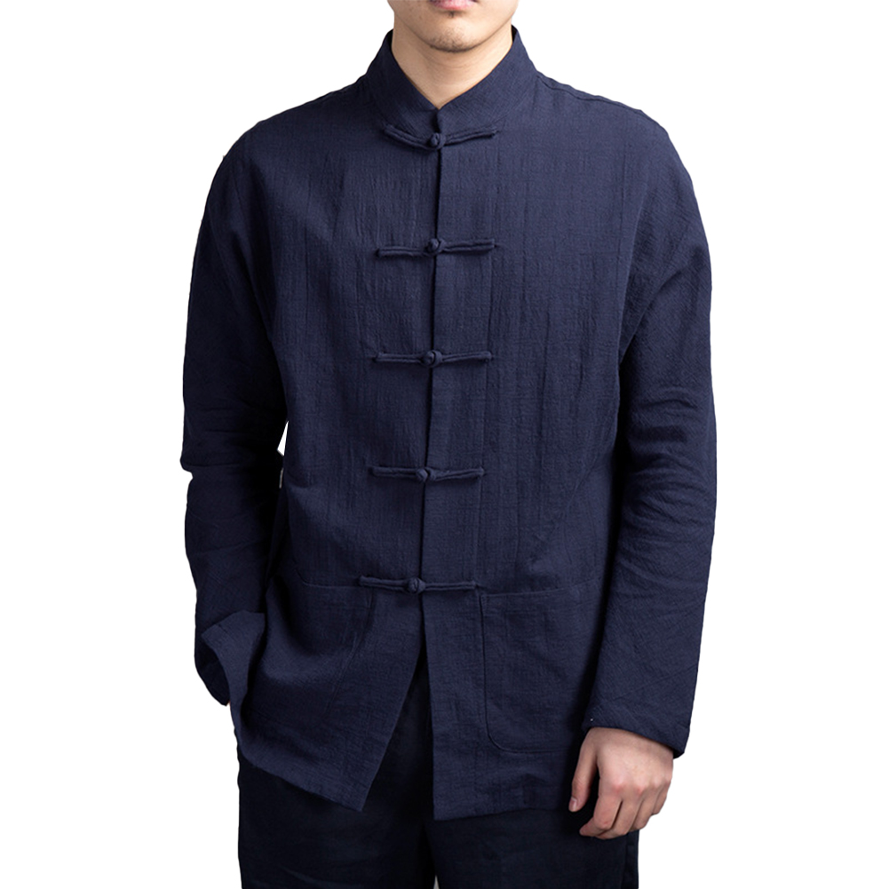 Roupa Tradicional Chinesa Casu - Mens Linen Shirt Long Sleeve avaliação e preço