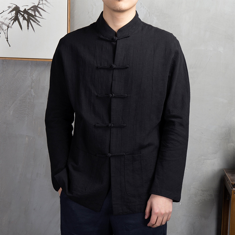 Roupa Tradicional Chinesa Casu - Mens Linen Shirt Long Sleeve avaliação e preço