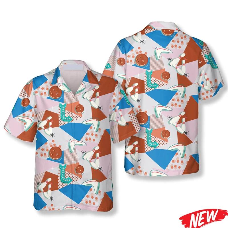 Camisa Havaiana Clássica com E - Short Sleeve Bowling Shirt Retro avaliação e preço