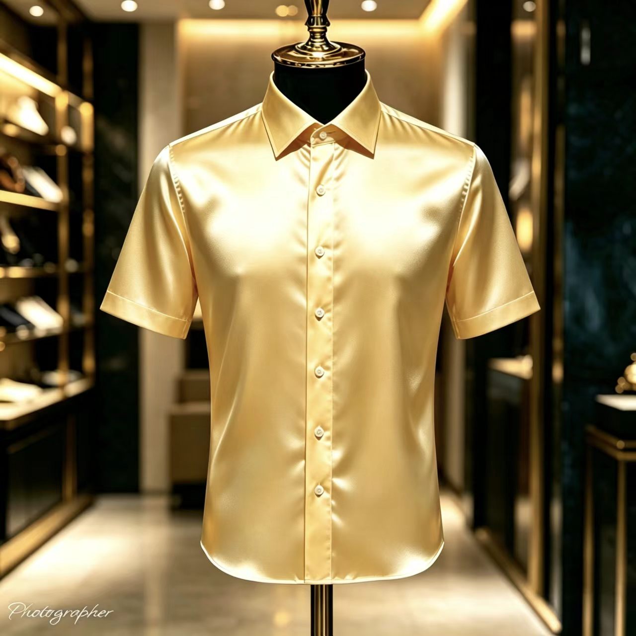 Camisa Social Masculina de Cet - Mens Satin Silk Dress Shirt avaliação e preço