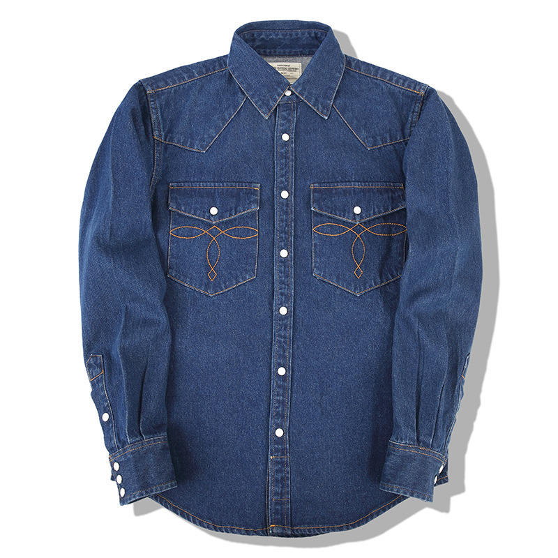 Camisas jeans vintage de lavag - Mens Western Denim Pearl Snap Shirt avaliação e preço