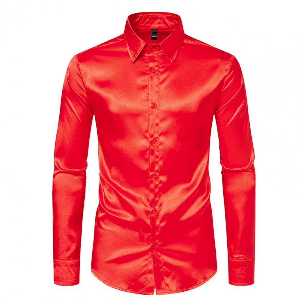 Camisa de Seda Satinada Azul,  - Mens Satin Silk Dress Shirt avaliação e preço