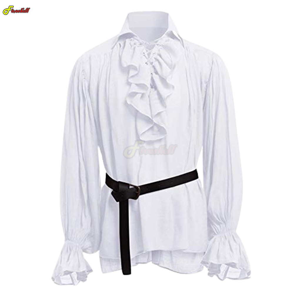 O dia das bruxas dos homens at - Medieval Gothic Lace Up Pirate Shirt avaliação e preço
