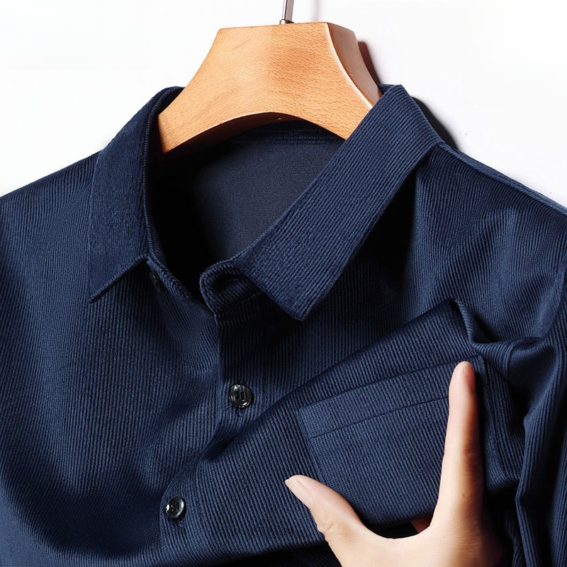 Camisa de manga longa masculin - Corduroy Button Up Shirt Men avaliação e preço