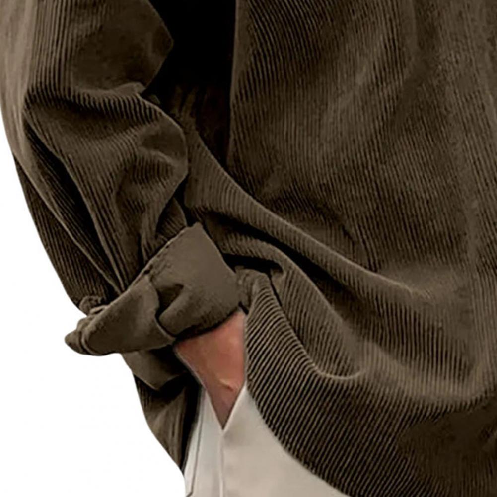 Camisas Masculinas Casuais de  - Corduroy Button Up Shirt Men avaliação e preço