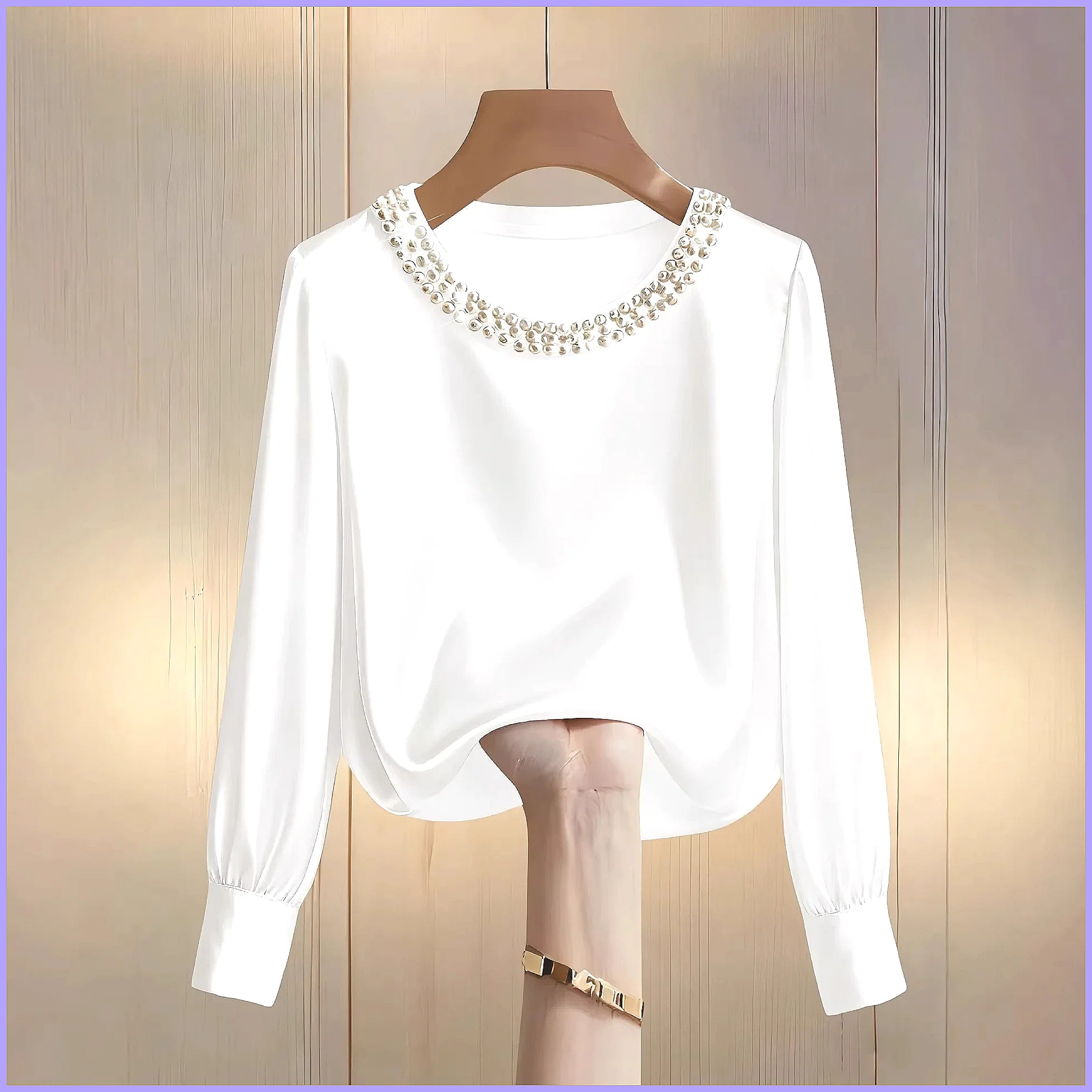 Blusa Elegante de Cetim com Co - Shirts avaliação e preço