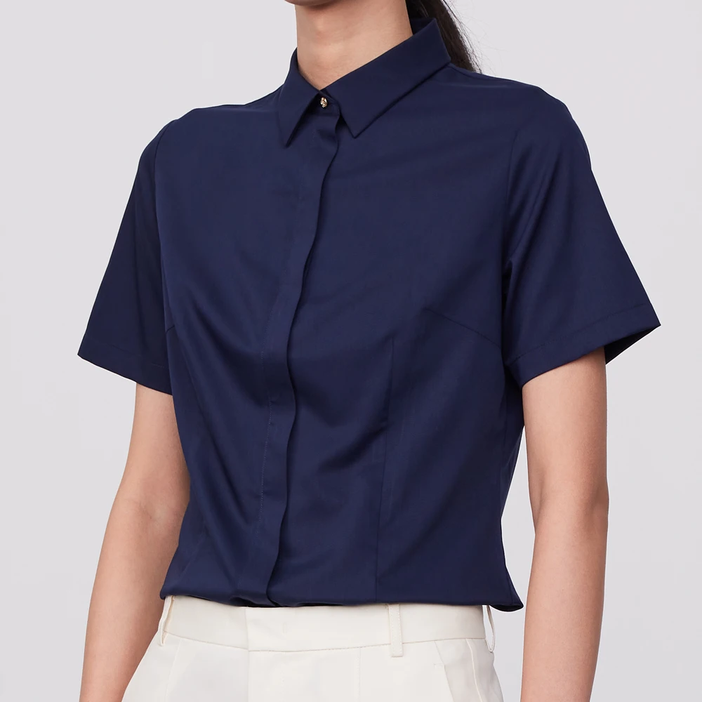 Blusa feminina de manga curta, - Breathable Bamboo Fiber Shirt Non Iron avaliação e preço
