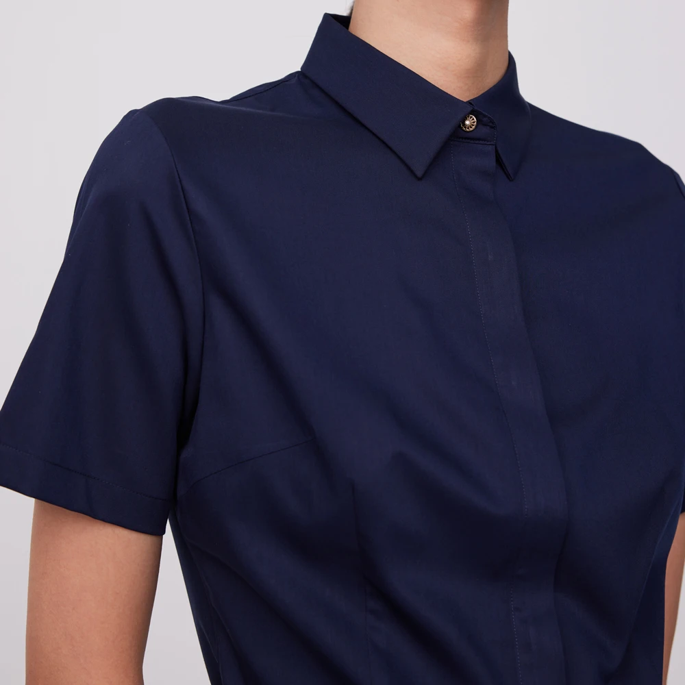 Blusa feminina de manga curta, - Breathable Bamboo Fiber Shirt Non Iron avaliação e preço