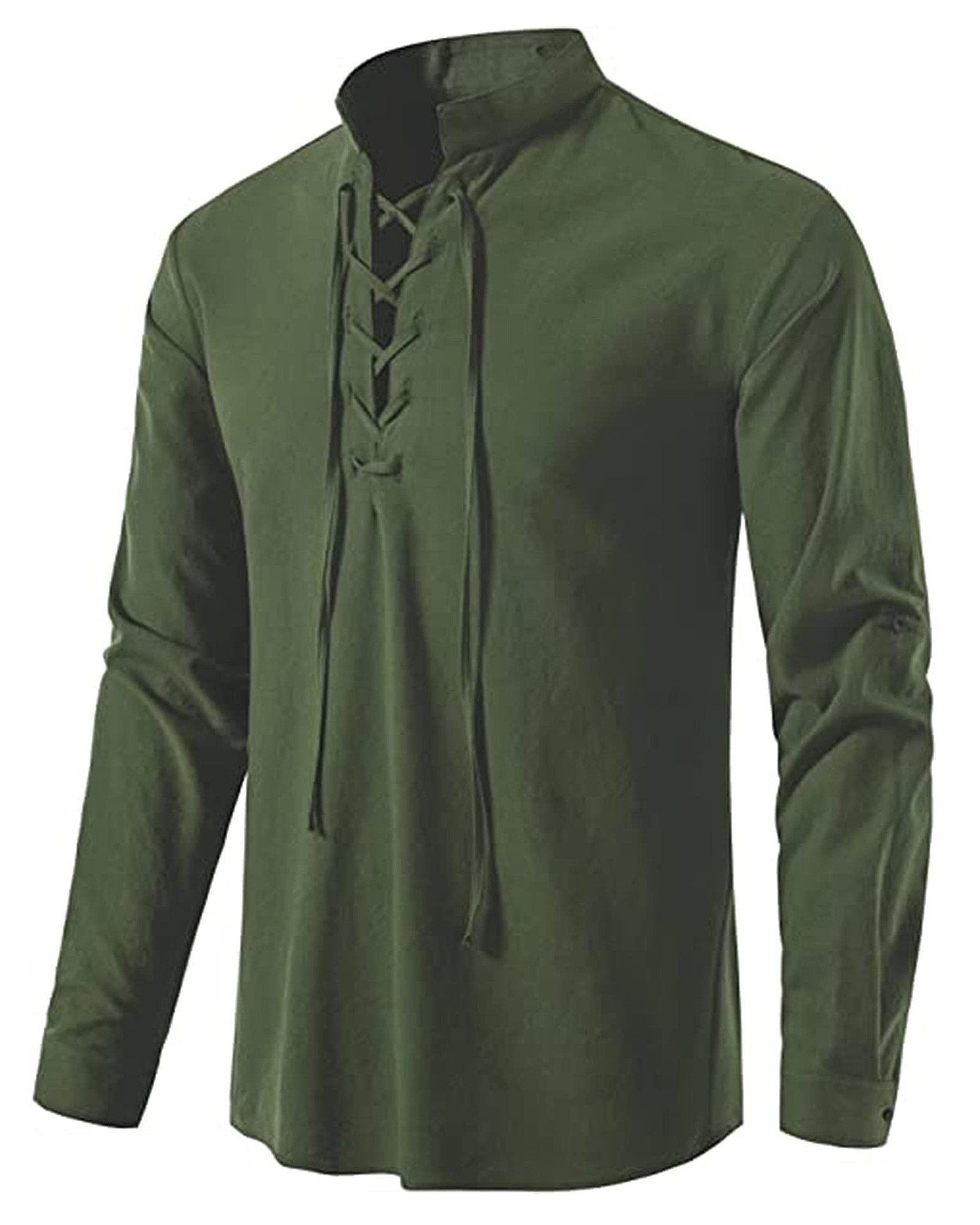 Camisa Masculina Medieval de A - Mens Linen Shirt Long Sleeve avaliação e preço