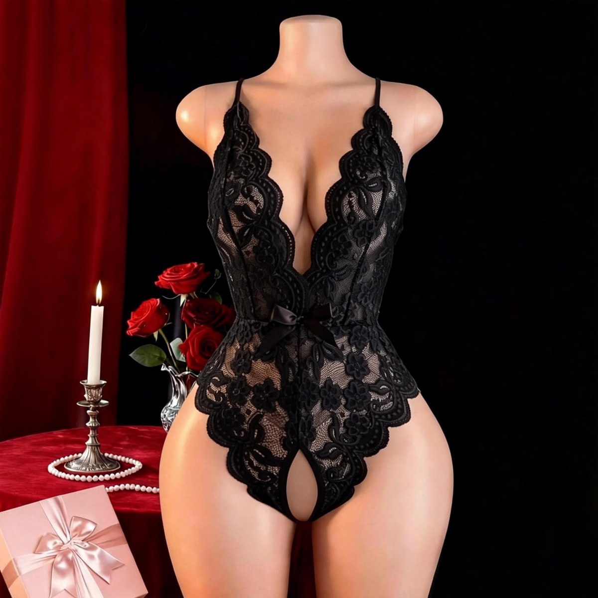 Lingerie sexy sem crotch para  - Underwear avaliação e preço
